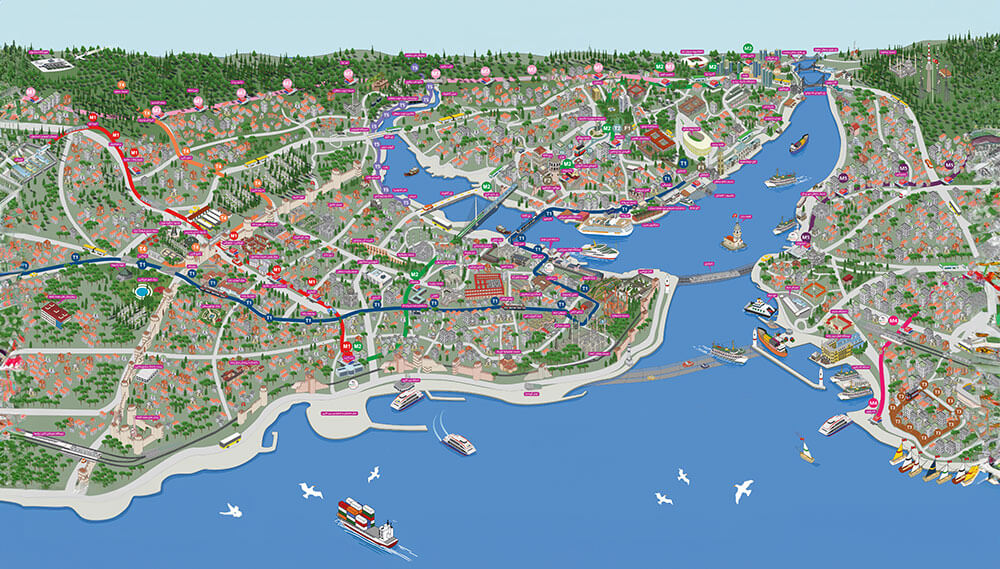 نقشه جاذبه‌های گردشگری استانبول